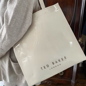 Ted Baker Bow Icon Elegant Cream Tote - width 14”, height 14”